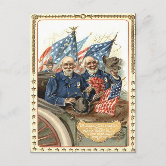 US Flag Civil War Union Veteran Parade Postcard (Front)