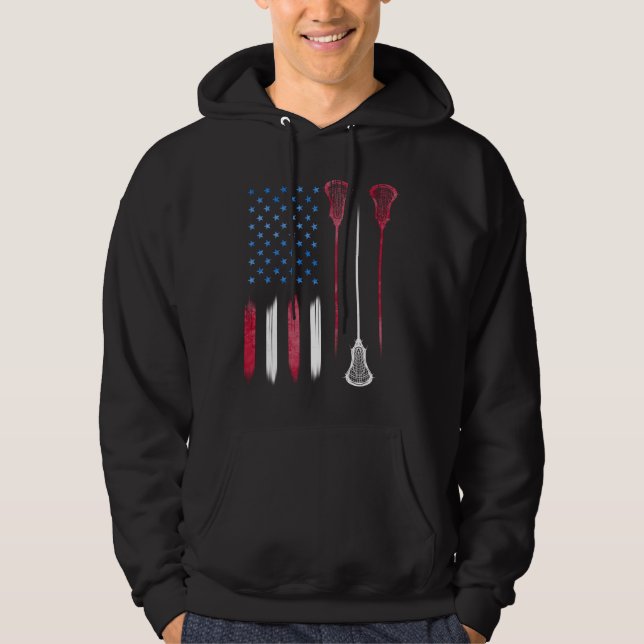 US Flag colors LAX USA Lacrosse Hoodie (Front)