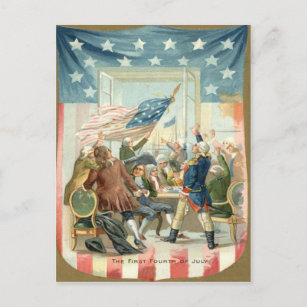 US Flag Congress First 4th of July Postcard