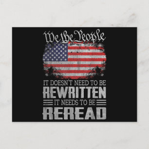 US Flag Constitution of the USA Needs To Be Reread Postcard