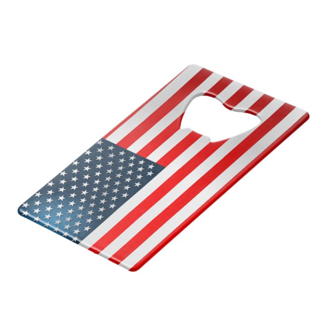 US Flag Credit Card Bottle Opener (Back Angled)