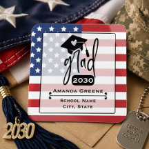 US Flag Cute Heart Grad Year