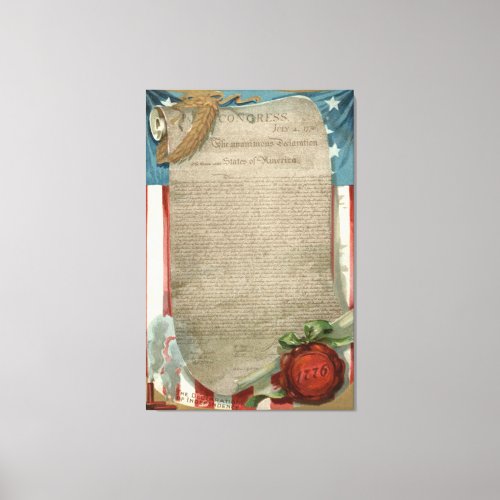 US Flag Declaration of Independence 1776 Canvas Print