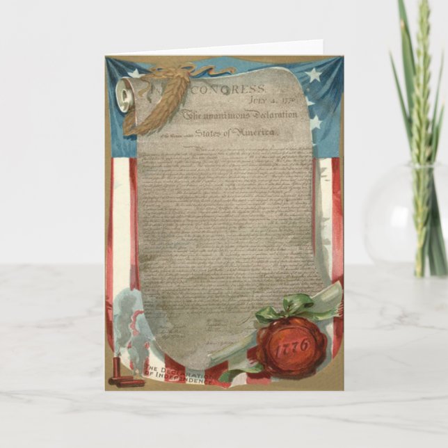 US Flag Declaration of Independence 1776 Card (Front)