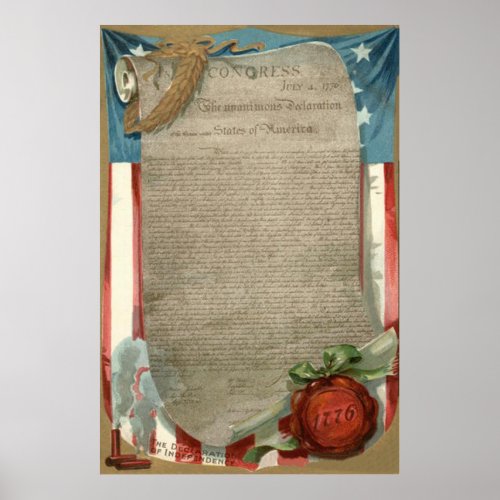 US Flag Declaration of Independence 1776 Poster