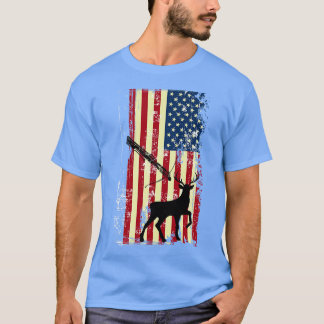 US Flag Deer Bow Hunting Hunter T-Shirt