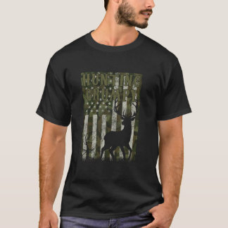 US Flag Deer Elk Buck Camoflage Hunting Hunter Dad T-Shirt