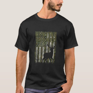 US Flag Deer Elk Buck Camoflage Hunting Hunter Dad T-Shirt