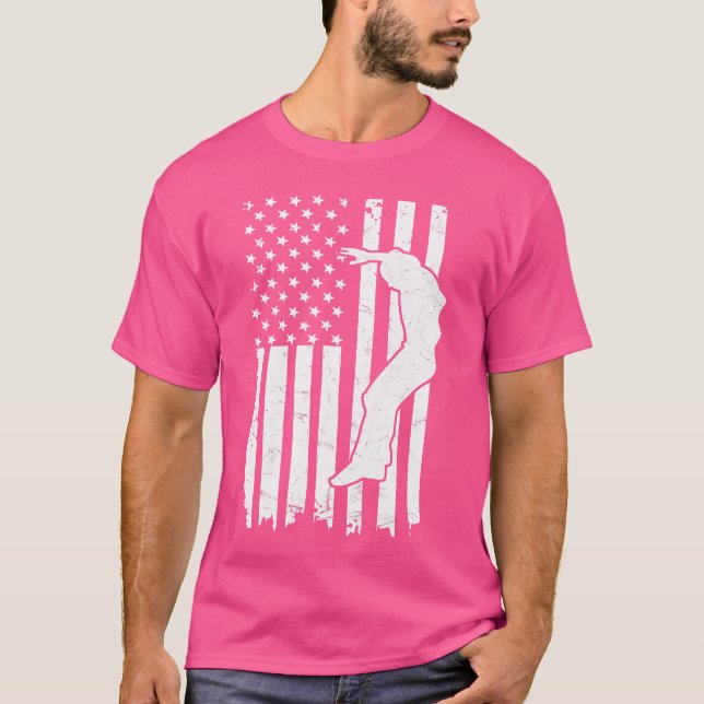 Us Flag Design For A Patriotic Parkour Expert T-Shirt (Front)