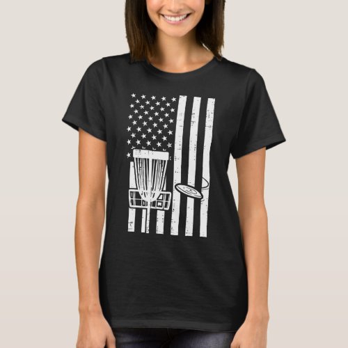 US Flag Disc Golf Vintage Patriotic Frisbee Golfin T_Shirt