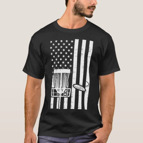 US Flag Disc Golf Vintage Patriotic Frisbee Golfin T_Shirt