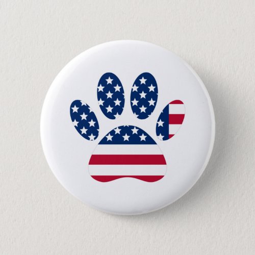 US Flag Dog Paw Print Button