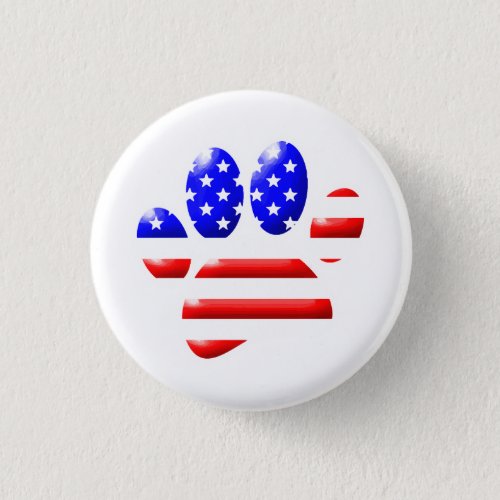 US Flag Dog Paw Print Button
