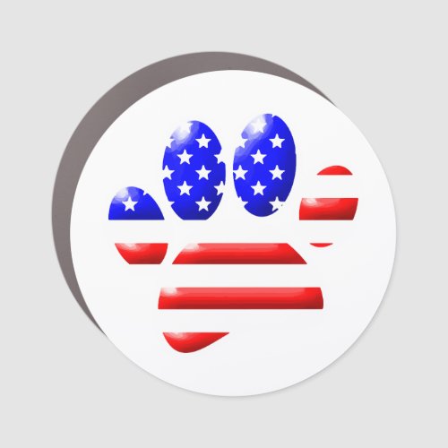 US Flag Dog Paw Print Car Magnet