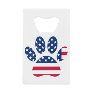 US Flag Dog Paw Print Credit Card Bottle Opener