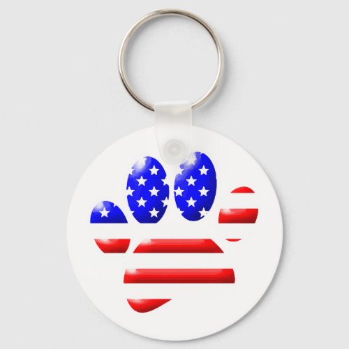 US Flag Dog Paw Print Keychain