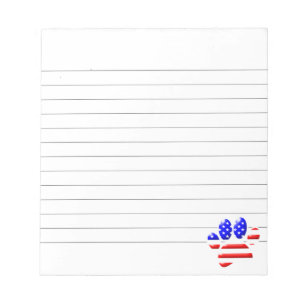 US Flag Dog Paw Print Lined Notepad