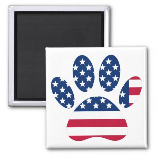 US Flag Dog Paw Print Magnet
