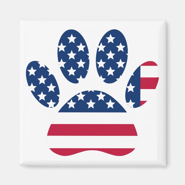 US Flag Dog Paw Print Magnet (Front)