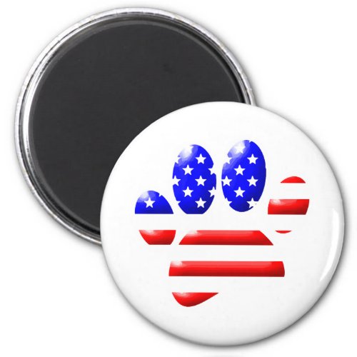 US Flag Dog Paw Print  Magnet