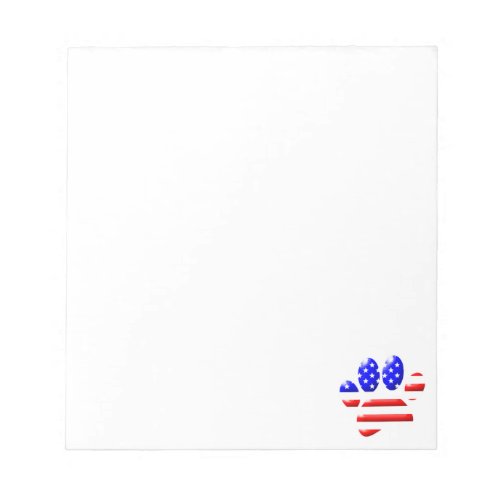 US Flag Dog Paw Print Notepad