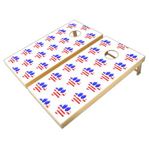 US Flag Dog Paw Print Pattern Cornhole Set