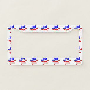 US Flag Dog Paw Print Pattern License Plate Frame