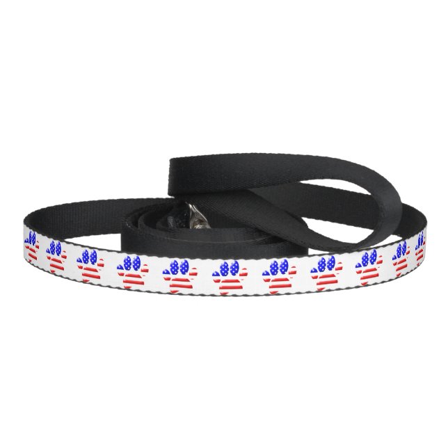 US Flag Dog Paw Print Pet Leash (Handle)