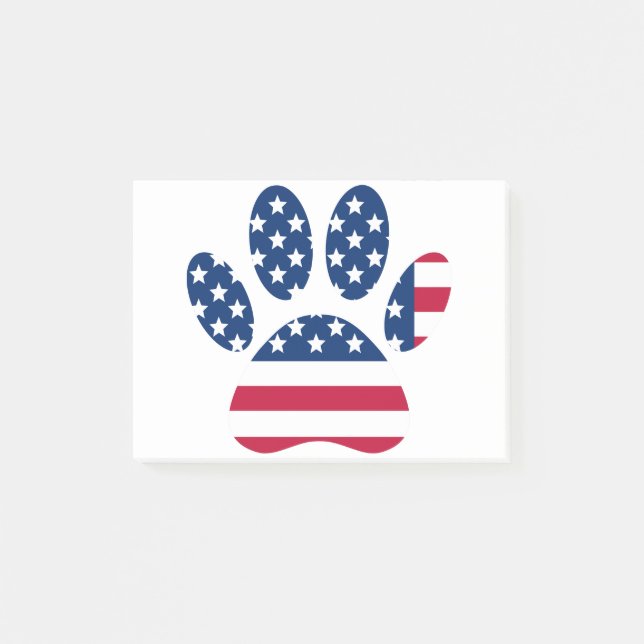 US Flag Dog Paw Print Post-it Notes (Front)