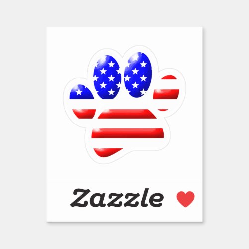 US Flag Dog Paw Print Sticker
