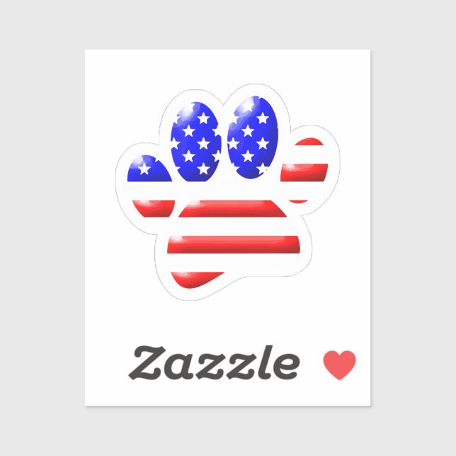 US Flag Dog Paw Print Sticker (Sheet)