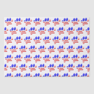 US Flag Dog Paw Print Tissue Paper