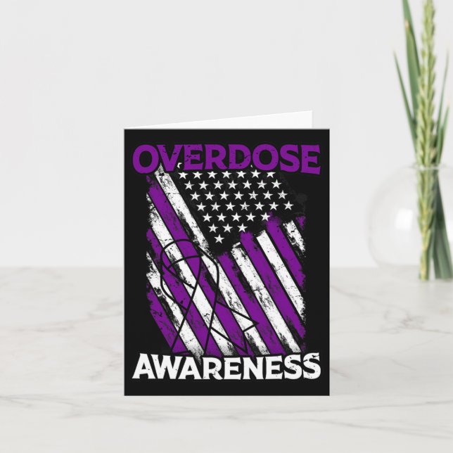 Us Flag Drug Overdose Opioid Overdose Awareness  Card (Front)