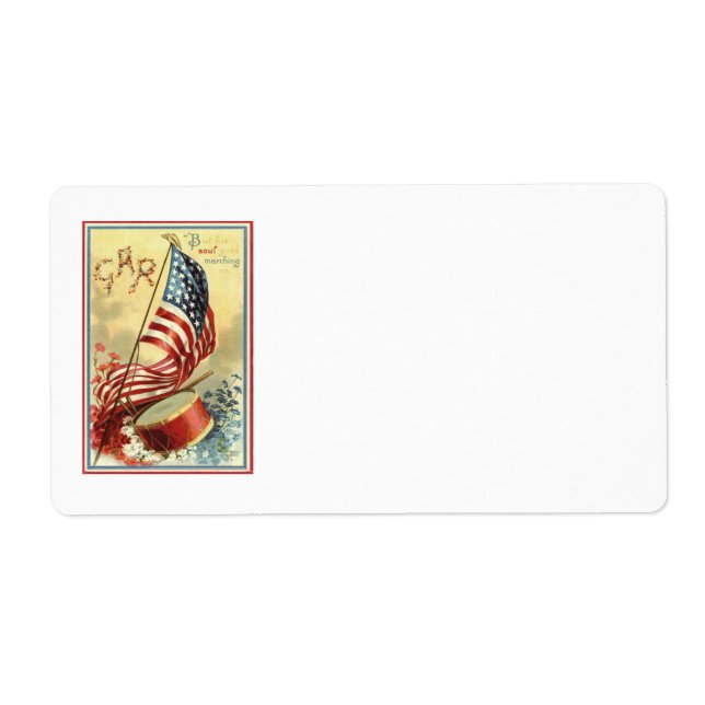 US Flag Drum Forget Me Nots Flowers Label (Front)