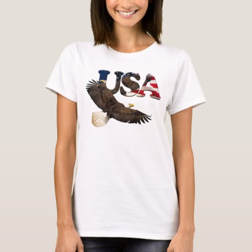 US FLAG  EAGLE USA_style Ladies Shirt