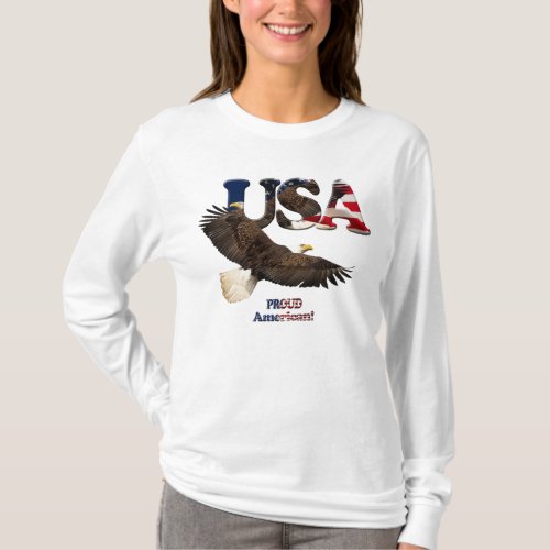 US FLAG  EAGLE USA_style Ladies Shirt