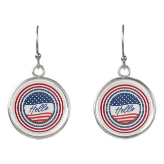 US Flag Earrings - Red Blue White Patriot Jewelry