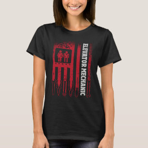 Us Flag Elevator Mechanic T-Shirt