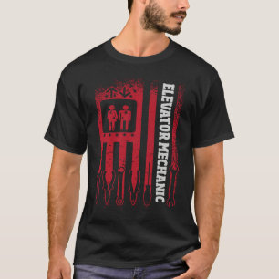 Us Flag Elevator Mechanic T-Shirt