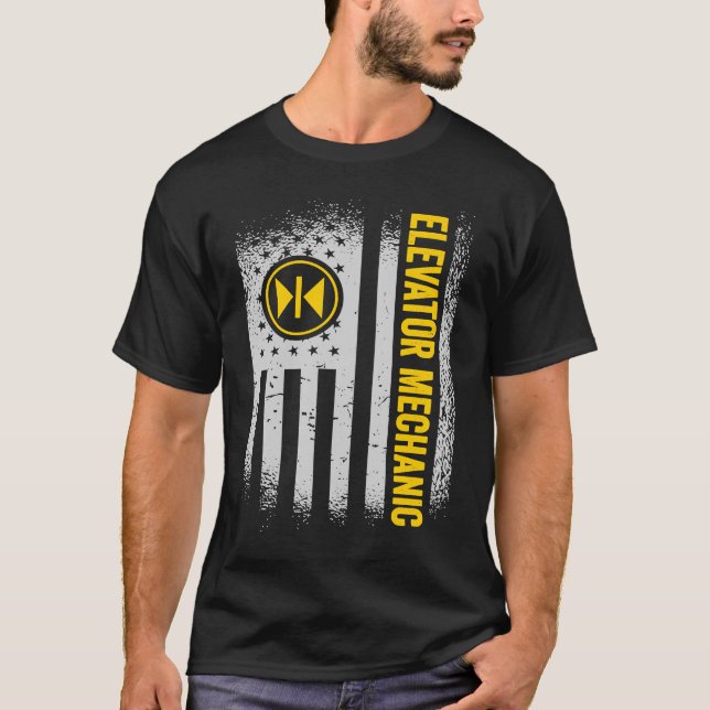 US Flag Elevator Mechanic T-Shirt (Front)