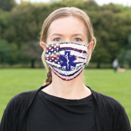 US Flag EMT Logo Fire and Rescue Reusable Adult Cloth Face Mask