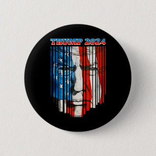 Us Flag Face Trump Vintage Donald Trump 4th Of Jul Button