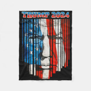 Us Flag Face Trump Vintage Donald Trump 4th Of Jul Fleece Blanket