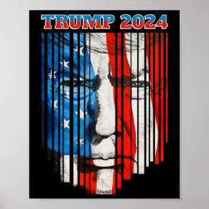 Us Flag Face Trump Vintage Donald Trump 4th Of Jul Poster