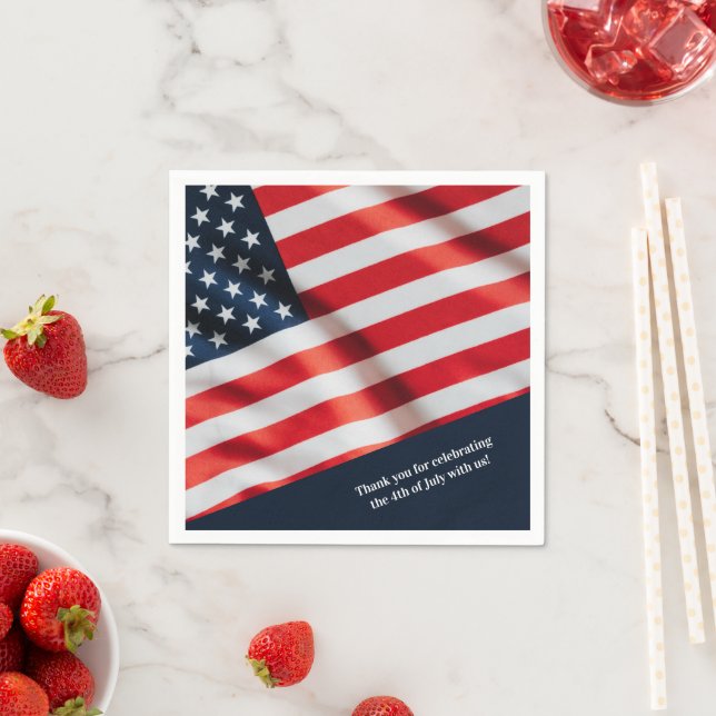US Flag Family Photo 4th of July Party Napkins (Insitu)