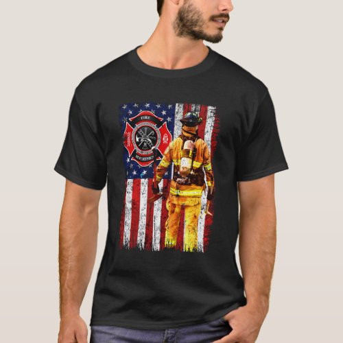 US Flag Firefighter T_Shirt