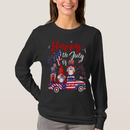 US Flag Firework Three Gnomes 4th Of July Independ T_Shirt