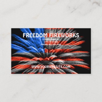 Us Flag Fireworks Business Card by cshphotos at Zazzle