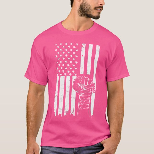 Us Flag For A Patriotic Kickboxing Trainer T-Shirt (Front)