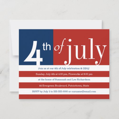 US Flag Fourth of July Party Invitation